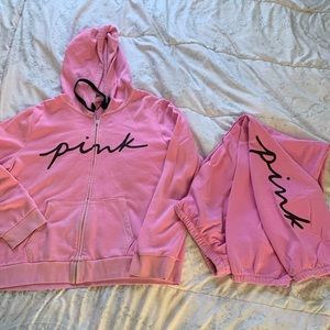 Pink brand zip up hoodie and sweatpants